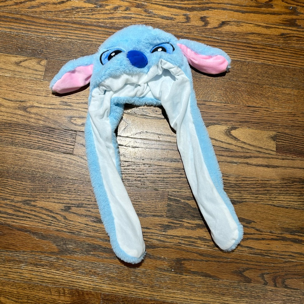 Squeeze pull Blue and Pink Squeeze to flop Ear Plush Bunny Hat for Kids